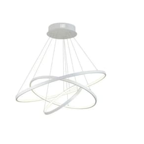 Lustre Led Moderno Pendente Anéis 89w 3 Arcos Branco Brinovar