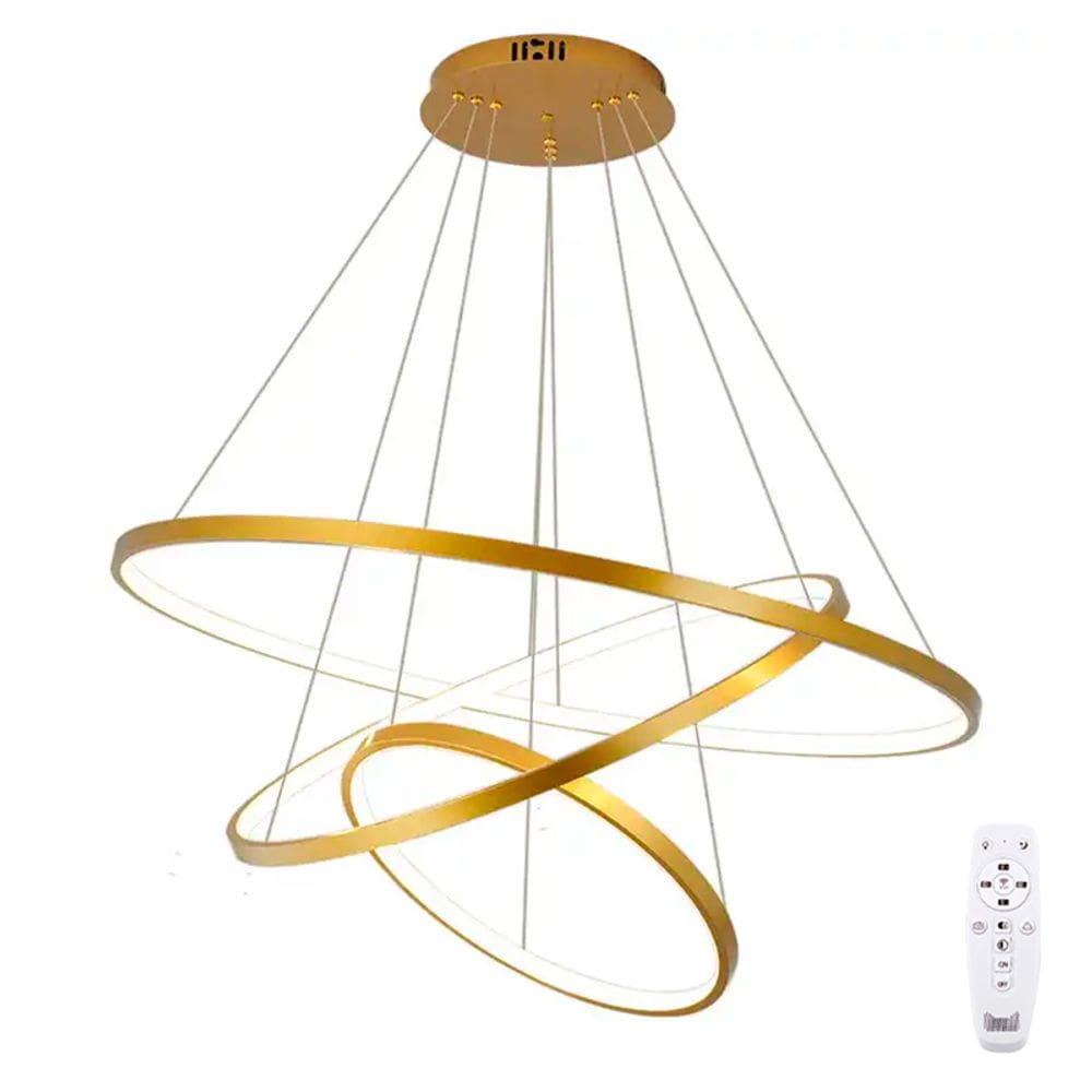 Lustre Led Moderno Pendente Anéis 89w 3 Arcos Dourado Brinovar