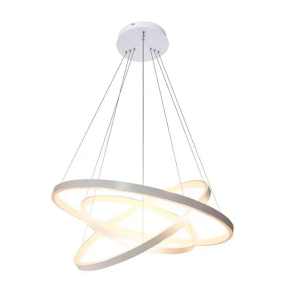 Lustre Led Moderno Pendente Anéis 89w 3 Arcos Prata Brinovar