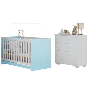 Quarto Infantil com Berço Colchão Incluso e Cômoda Algodão Doce Multimóveis MP4250