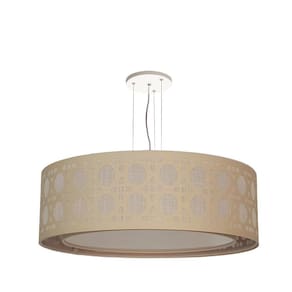 Luminária De Teto Pendente Palha Cúpula Dupla Cru 40X16