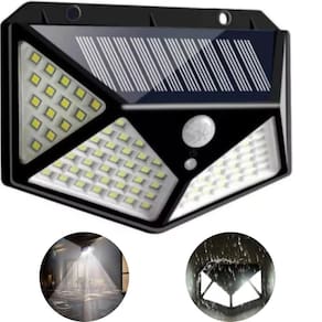 Luminária Solar 100 Led Sensor Jardim À Prova D`Água Top Cor
