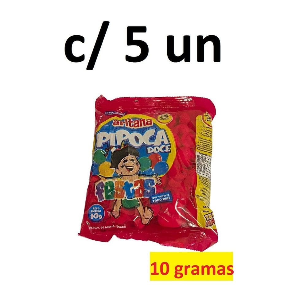 Fardo De Mini Pipoca Doce Com 5 Unidades De 10Gr Aritana