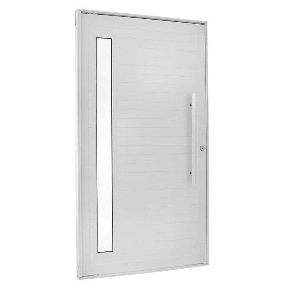 Porta de Aluminio Lambril Pivotante 220x90cm com Puxador Topsul Branco