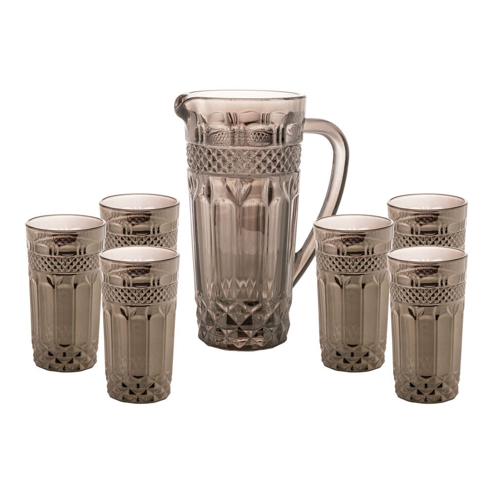 Conjunto 6 Copos 215ml com Jarra 1l de Vidro Brand Cinza Bon