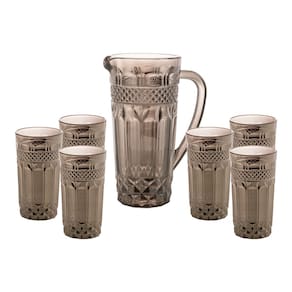 Conjunto 6 Copos 215ml com Jarra 1l de Vidro Brand Cinza Bon