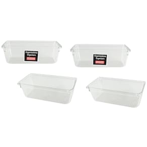 Kit 4 Organizador De Gaveta Caixa Modular Multiuso Transparente