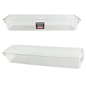 Kit 2 Organizador de Gavetas Multiuso Transparente 30x8 Caixa Modular