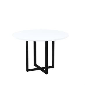 Mesa de Reunião Redonda 100cm Mrr1100p25tub Branco/Preto