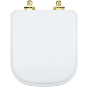 Assento Sanitário Soft Close Elite Branco para vaso Celite com Ferragem Dourada