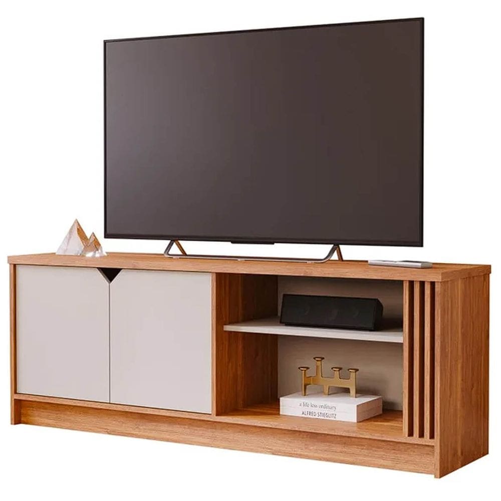 Rack Volpi para TV até 55 Polegadas 2 Portas Permobili Cor Cinamomo Off White