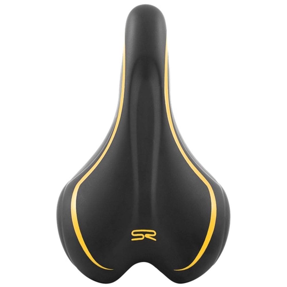 Selim Mtb Premium Linhas Preto Com Amarelo C/Carrinho Conforto - Lançamento 2024