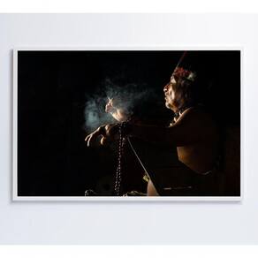 Quadro índio Ritual Amazônia Medidas 60x40 Cm Impressão Vidro Acrílico