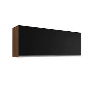 Armário Aéreo 4 Portas 160cm Madrid Amêndoa/Preto - Montanaris Decor