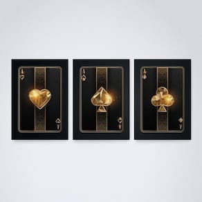 Quadro Decorativo Baralho Dourado 30x20cm - Elegância