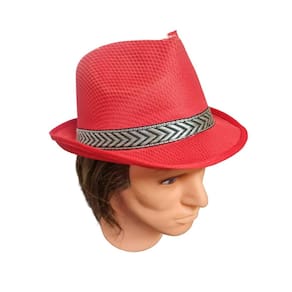 Chapéu Modelo Panamá Aba Curta Vermelho De Tecido