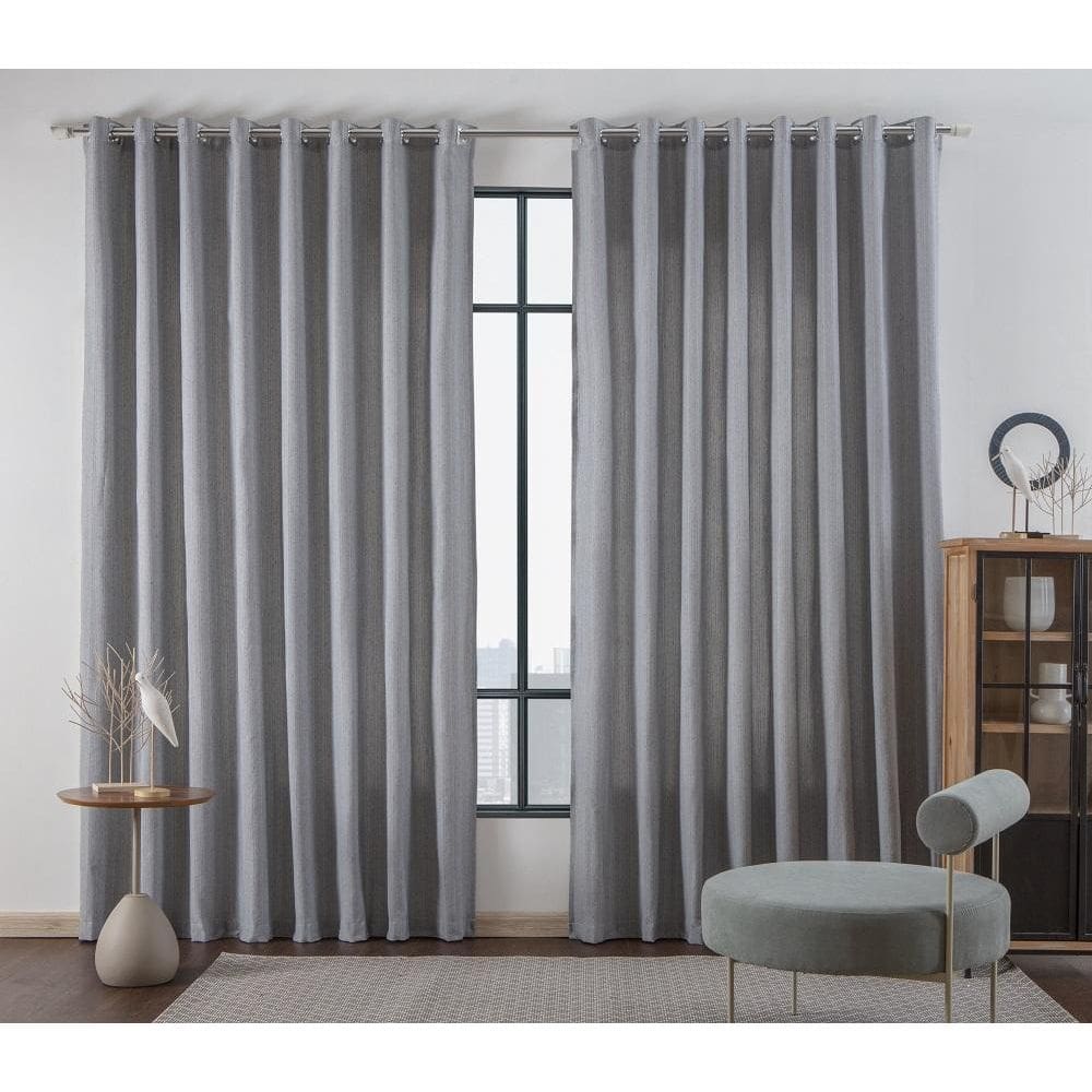 Cortina Para Sala Quarto Madras 2,00X1,70 Ilhos Cinza Escuro
