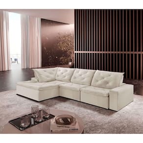 Sofá Hércules Linho 2 Módulos 80cm Chaise Meu Sofá Online A302 Linho Branco