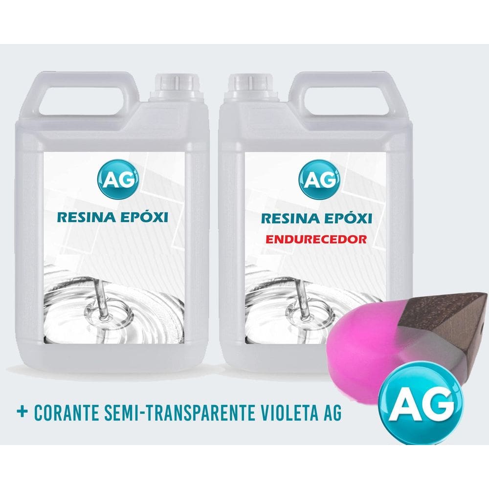 Resinas Epóxi 1Kg + Corante Semi-Transparente Violeta Ag Alt