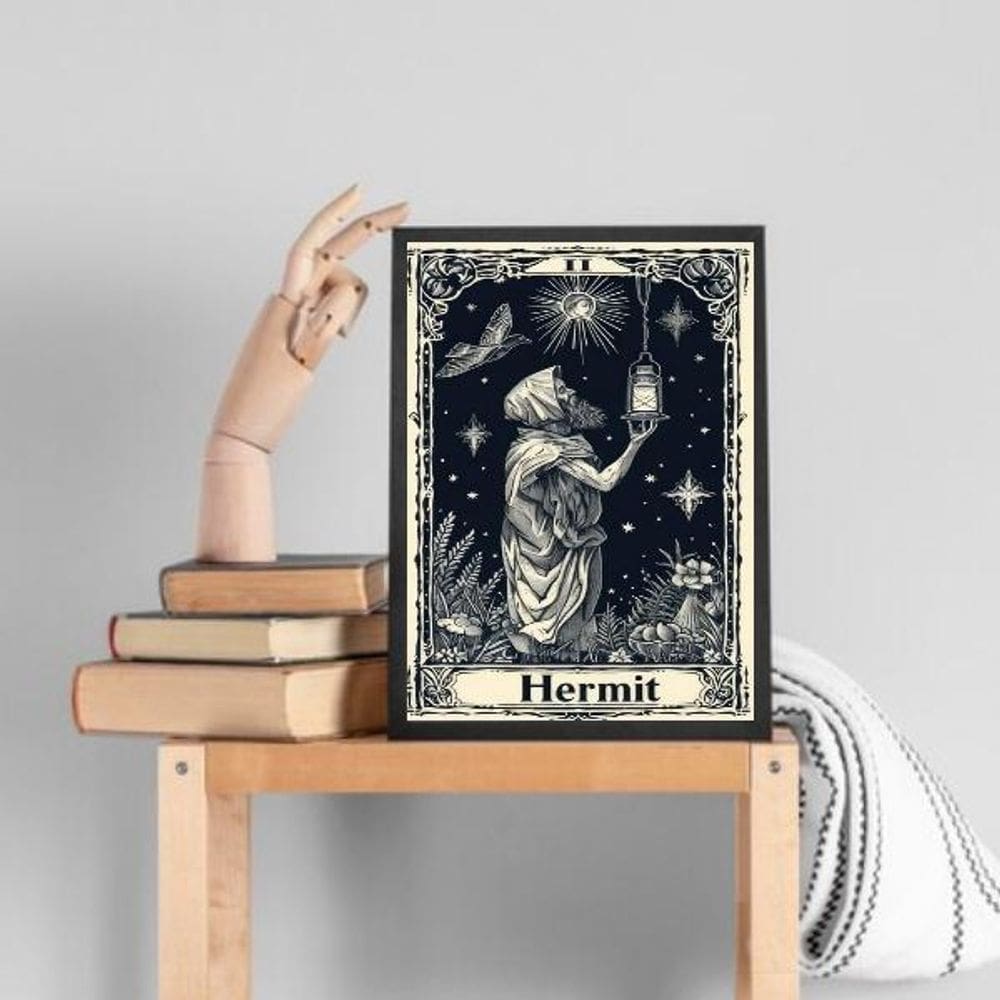 Quadro Decorativo Carta Tarot - Eremita 33X24Cm - Com Vidro