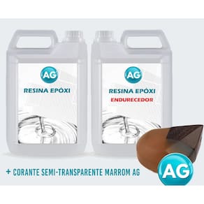 Resinas Epóxi 1Kg + Corante Semi-Transparente Marrom Baixa E