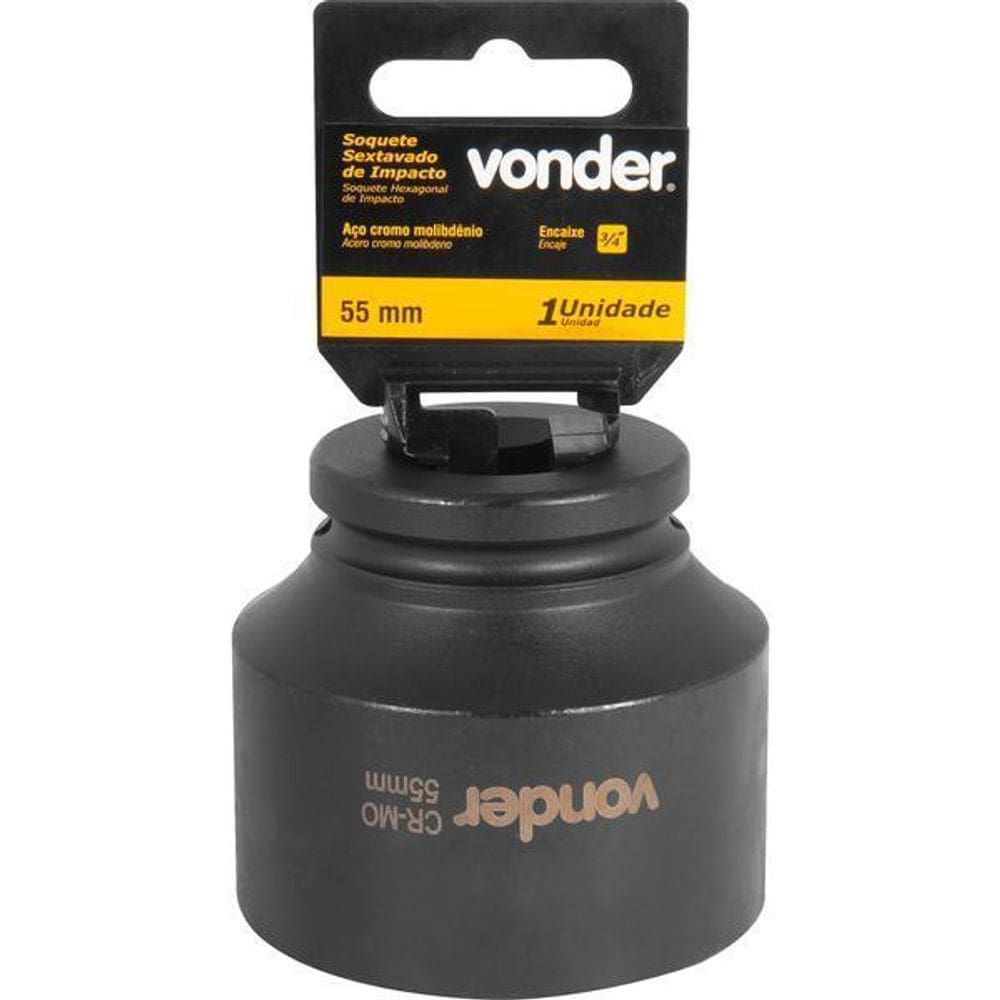 Soquete Sextavado De Impacto Enc 3/4 55Mm Aço Cromo Vonder