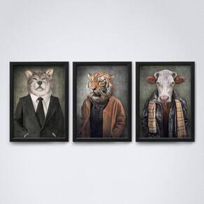 Animais Humanos Roupa De Frio Com Moldura Preta A4