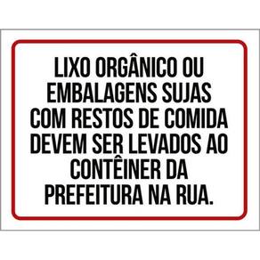 Kit 3 Placa Lixo Orgânico Embalagens Sujas Comida 36X46