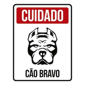 Kit 10 Placas Cuidado Cão Bravo Vermelha 36X46