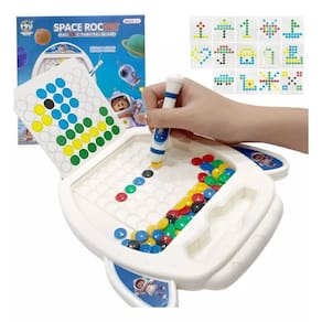 Lousa Foguete Espacial Magnética Com Caneta + 14 Cartelas