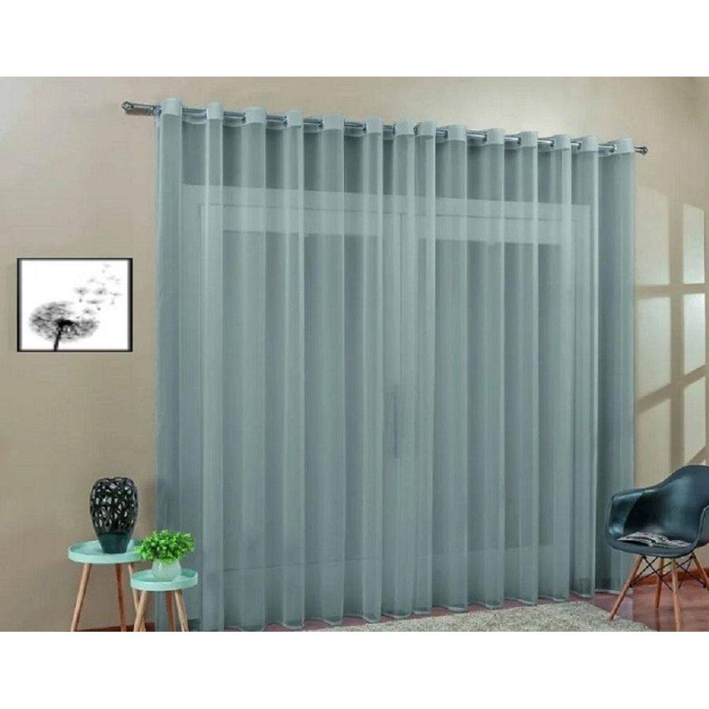 Cortina Voil  6,00 De Largura X 3,00 De Altura Cinza