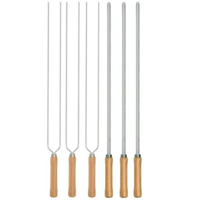 Kit Preparo Churrasco 6Pcs Churrasqueira Espetos 55Cm Mor