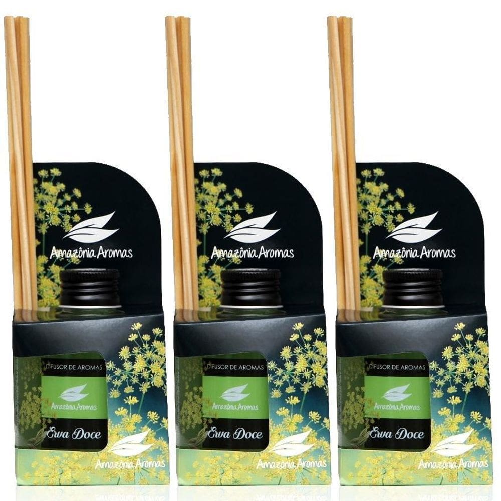 Kit 3 Aromatizador Perfume Ambiente Difusor Aroma Erva Doce