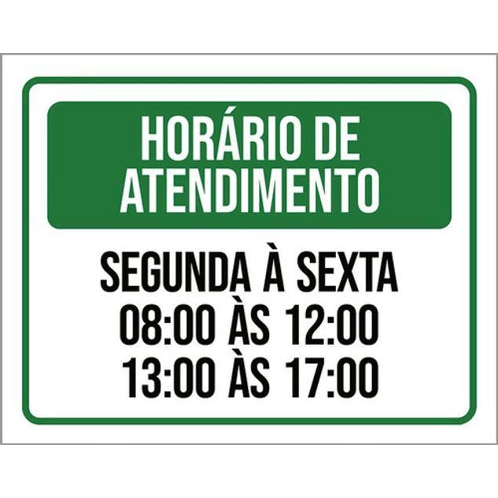Kit 3 Placas Horário Atendimento Segunda Sexta 8 As 12 36X46