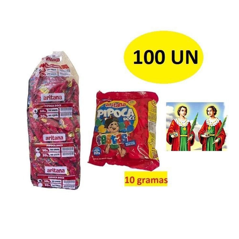 Mini Pipoca Doce Com 100 Unidades De 10Gr Cosme Damião