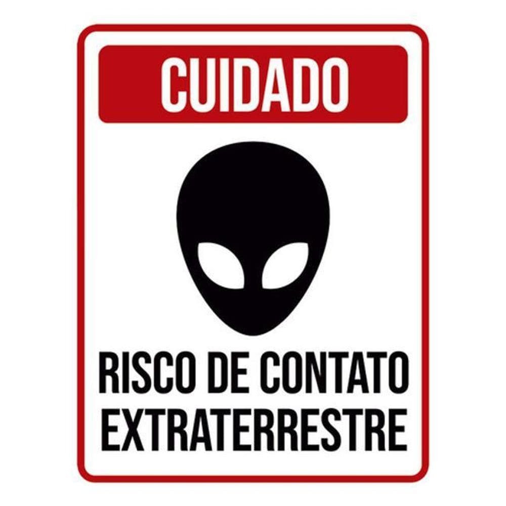 Kit 10 Placas Cuidado Risco Contato Extraterrestre 36X46