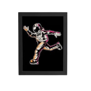 Astronauta Dançando Desenho Quadro Moldura Preta 60X40Cm