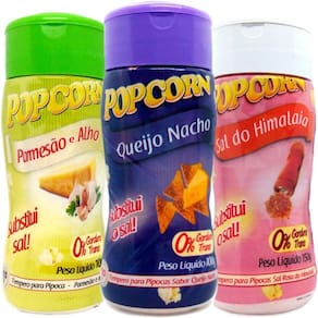 Combo 3 Temperos Pipoca Popcorn Sabores Parmesão E Alho,