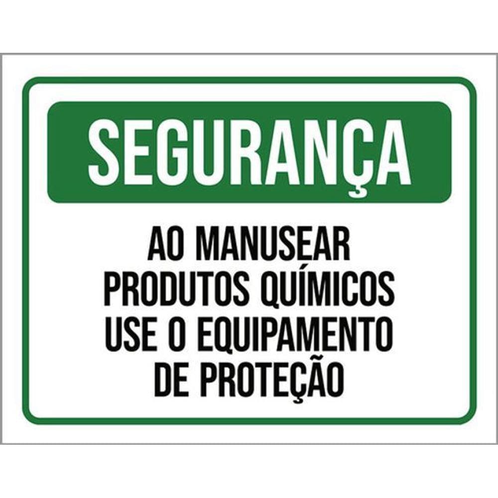 Kit 3 Placas Segurança Manusear Produtos Químicos 36X46