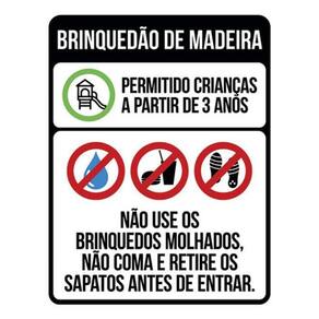Placa Sinalização - Brinquedão De Madeira Regras Uso 36X46