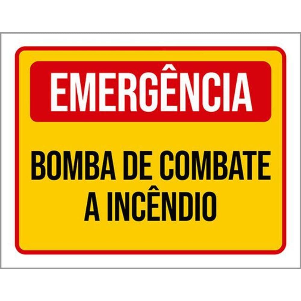 Kit 3 Placas Emergência Bomba Combate Incêndio 36X46