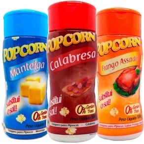 Combo 3 Temperos Pipoca Popcorn Sabores Manteiga, Calabresa