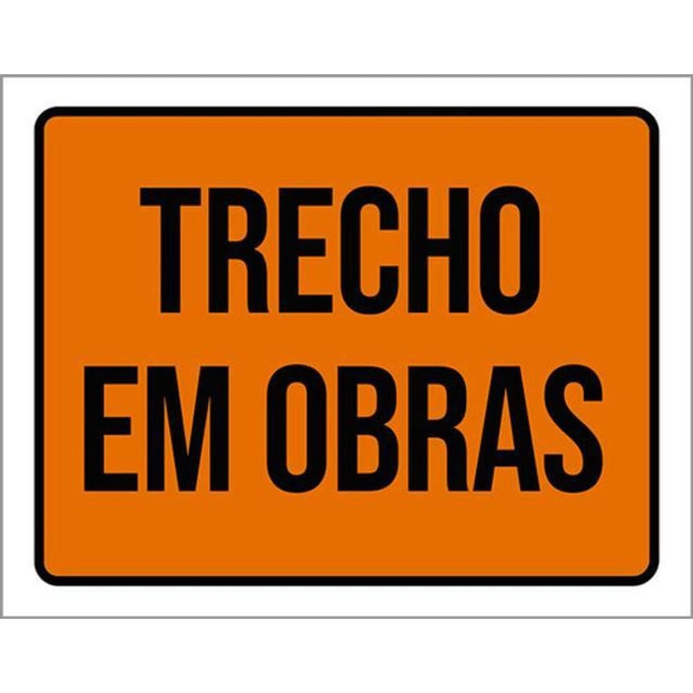 Kit 3 Placas De Trecho Em Obras 36X46