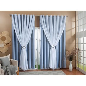 Cortina Gaze Linho Forro Blackout 3,00X2,60 Cinza E Branco
