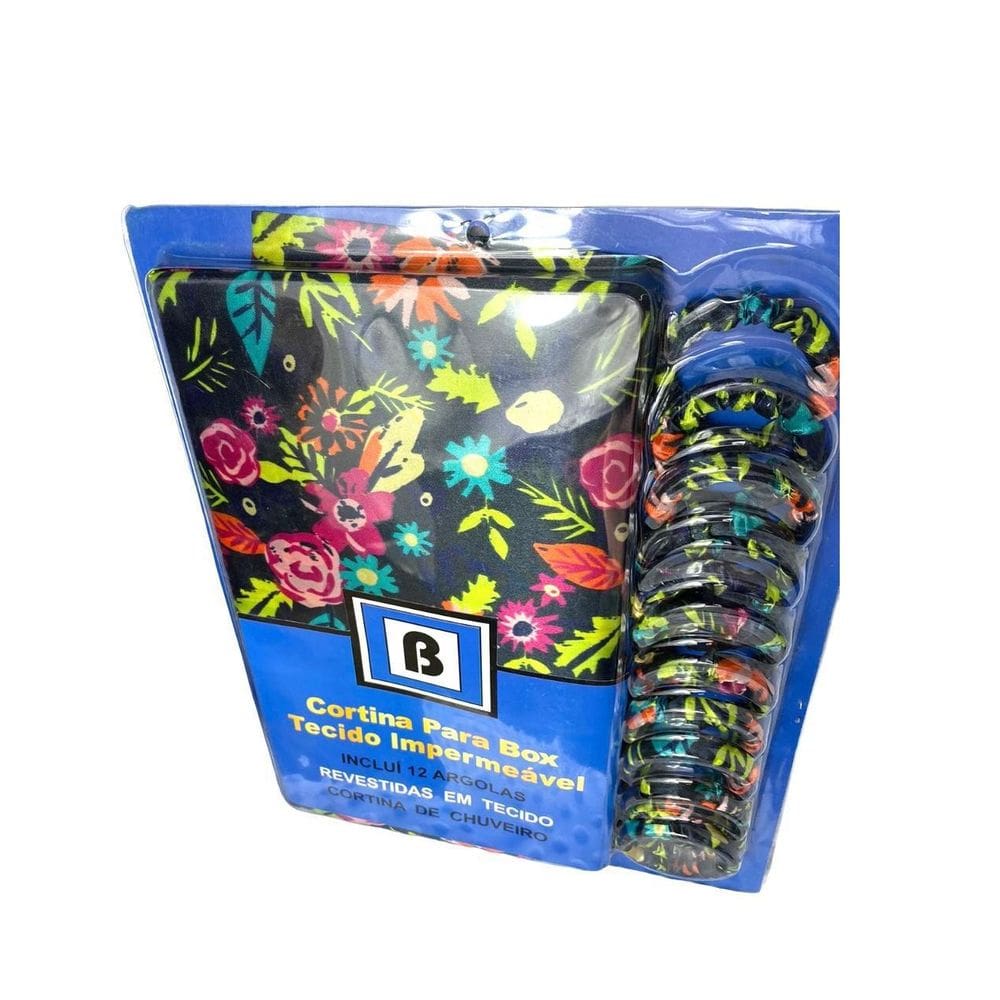 Cortina De Box Pvc Lavável Banheiro Com Argolas 1.80Cm X1.80