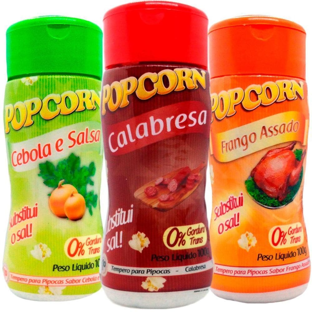 Combo 3 Temperos Pipoca Popcorn Sabores Cebola E Salsa,