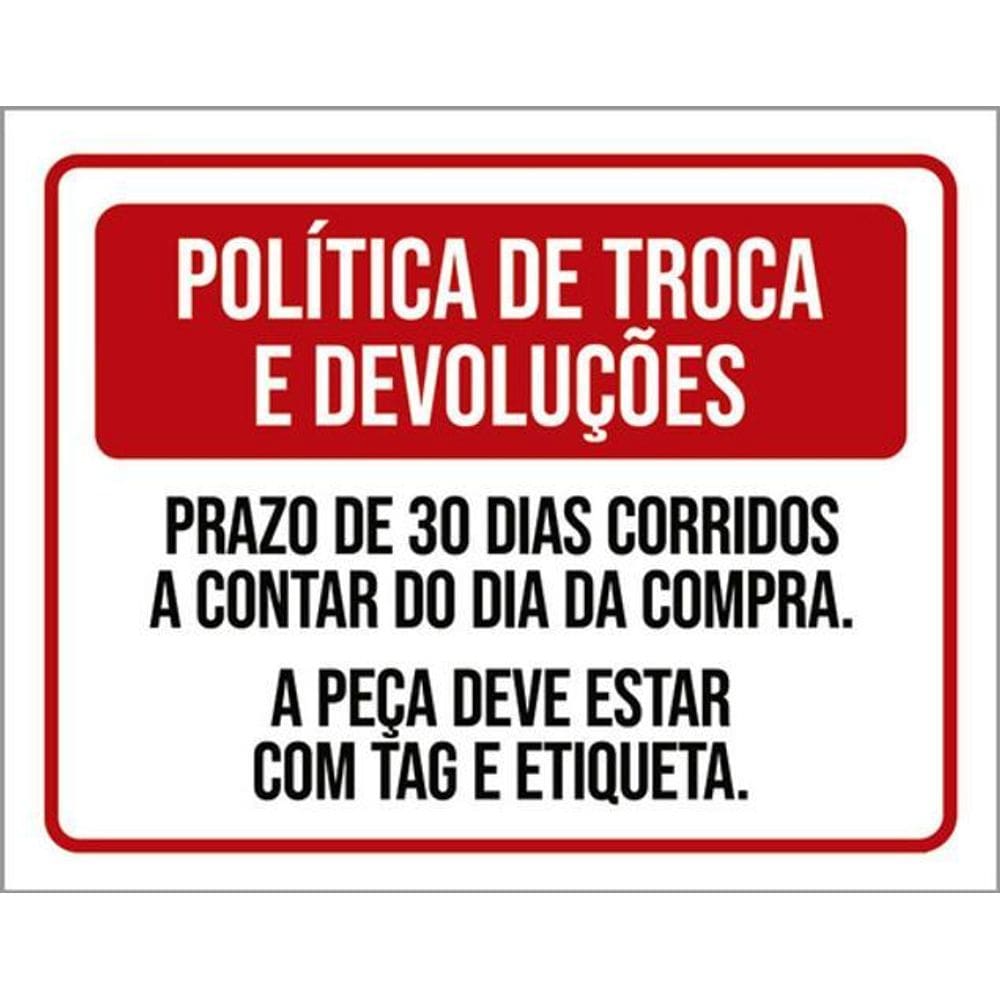 Kit 3 Placas Política De Troca E Devoluções 36X46