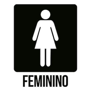 Kit 10 Placas Banheiro Feminino Preta Ícone 36X46