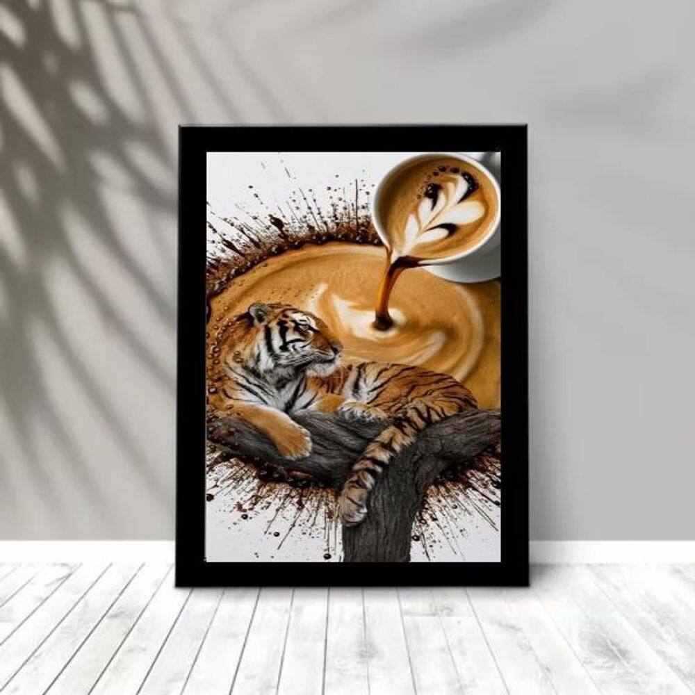 Quadro Decorativo Arte Café Tigre 33X24Cm
