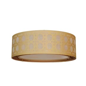 Luminária De Teto Plafon Palha Cúpula Dupla Cru 40X16